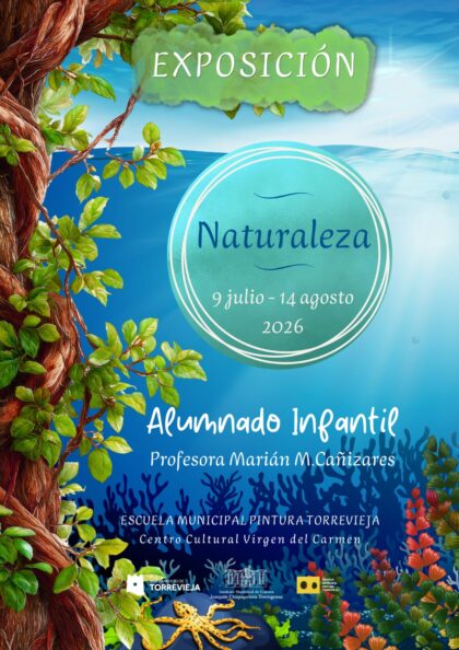 Torrevieja, evento: Exposición de fin de curso 'Naturaleza', del alumnado infantil de la profesora de la Escuela Municipal de Pintura, Marián M. Cañizares, organizada por la Concejalía de Cultura