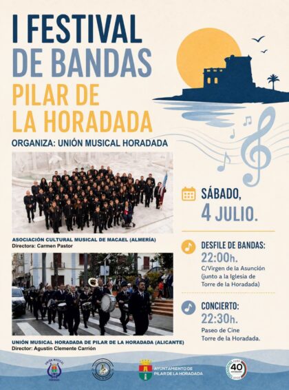 Pilar de la Horadada, evento: Desfile de bandas, dentro de los actos del I Festival de Bandas organizados por la Unión Musical Horadada y el Ayuntamiento