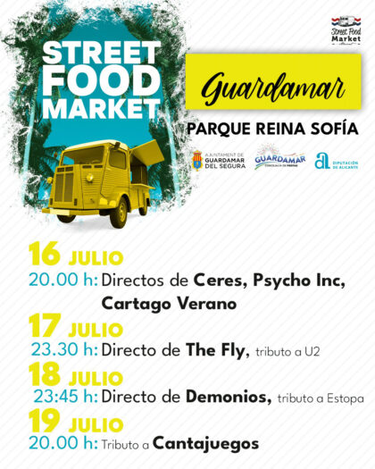Guardamar del Segura, evento: Apertura del 'Street food market' con 'foodtrucks', dentro de las fiestas patronales en honor a San Jaime 2026 y de Moros y Cristianos