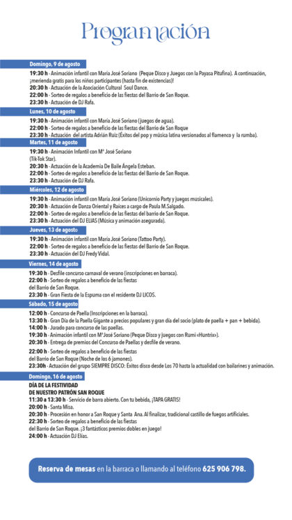 Las fiestas del barrio de San Roque ofrecerán ocho días de actividades infantiles, musica, baile, gastronomía y tradición