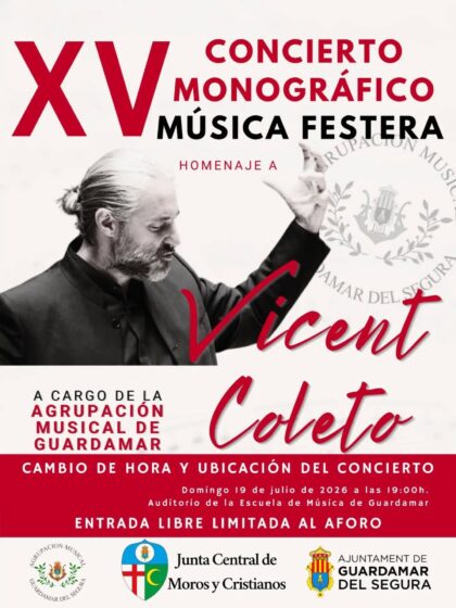 Guardamar del Segura, evento: CAMBIO de HORARIO Breve pasacalles del concierto monográfico con la Agrupación Musical de Guardamar del Segura, dentro de las fiestas patronales en honor a San Jaime 2026 y de Moros y Cristianos