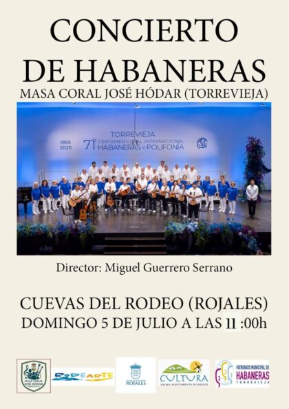 Rojales, evento cultural: Concierto de habaneras por la Masa Coral 'José Hódar' de Torrevieja, dentro del encuentro de artesanos y artistas ‘Rodearte’ organizado por la Concejalía de Cultura y la asociación artístico artesanal 'Cuevas del Rodeo'