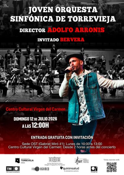 Torrevieja, evento cultural: Concierto sinfónico 'Bervera sinfónico', por la Joven Orquesta de Torrevieja, con el grupo musical 'Bervera', dentro de la programación cultural para el segundo cuatrimestre de 2026 organizada por la Concejalía de Cultura