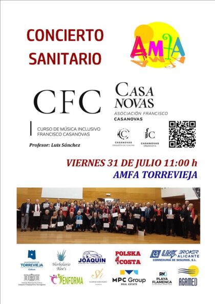 Torrevieja, evento cultural: Concierto de los alumnos del curso de música inclusivo 'Francisco Casanovas' para AMFA Torrevieja, organizado por la asociación cultural 'Francisco Casanovas'
