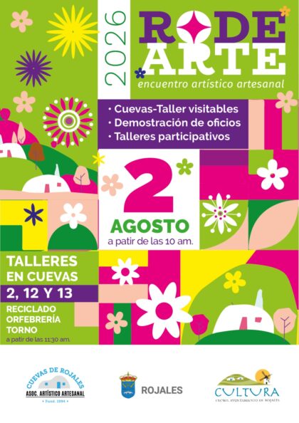 Rojales, evento: Encuentro de artesanos y artistas ‘Rodearte’ con puestos de artesanía, demostraciones de oficios, talleres, exposiciones y conciertos, por la Concejalía de Cultura y la asociación artístico artesanal 'Cuevas del Rodeo', dentro de los actos de agosto de la Concejalía de Cultura