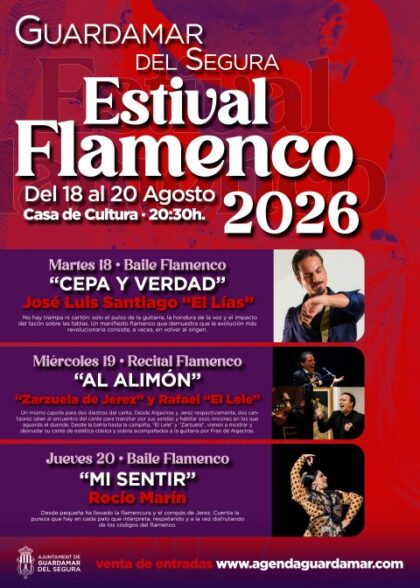 Guardamar, evento cultural: Venta de entradas de los tres espectáculos del 'Estival Flamenco', organizados por el Ayuntamiento