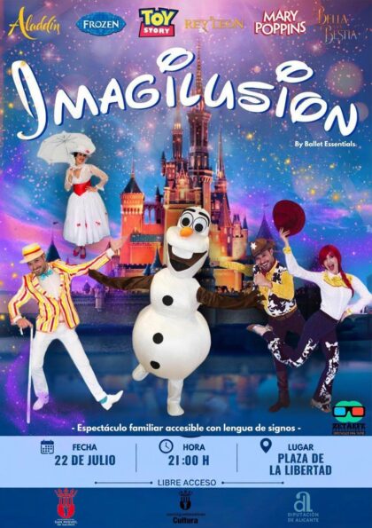 San Miguel de Salinas, evento cultural: Representación del musical tributo a Disney 'Imagilusión', dentro del ciclo 'San Miguel tiene un plan' organizado por el Ayuntamiento