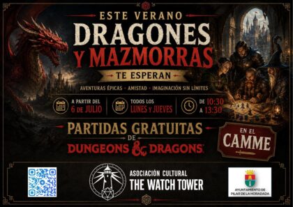 Pilar de la Horadada, evento: Juego de rol 'Dragones y mazmorras' con partidas abiertas gratuitas para todos los niveles, organizado por la asociación cultural 'The watch tower' con la colaboración del Ayuntamiento