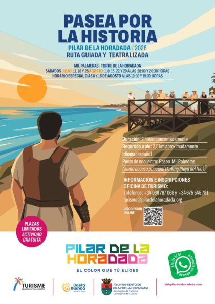 Pilar de la Horadada, evento: Inscripción a la ruta guiada y teatralizada gratuita ‘Pasea por la historia de Pilar de la Horadada’, organizada por el Ayuntamiento