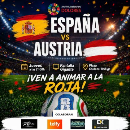 Dolores, evento: Retransmisión del partido de fútbol de dieciseisavos de final del Mundial de la selección española contra Austria en pantalla gigante, organizada por el Ayuntamiento
