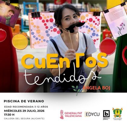 Callosa de Segura, evento cultural: Taller especial de animación a la lectura 'Cuentos tendidos', por la contadora Ángela Boj, para los más pequeños de 3 a 12 años, organizada por el Ayuntamiento y la Biblioteca Pública Municipal 'Francisco Salinas'