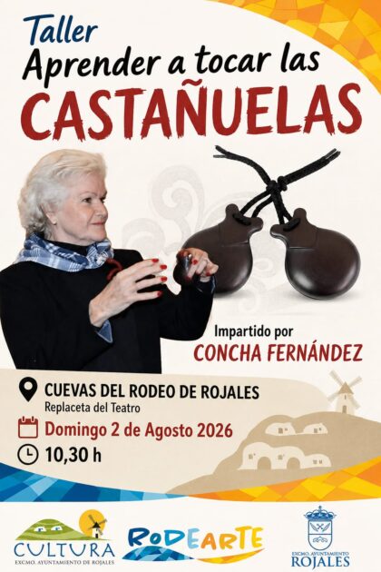 Rojales, evento: Taller 'Aprender a tocar las castañuelas', por Concha Fernández, en 'Rodearte', dentro de los actos de agosto de la Concejalía de Cultura