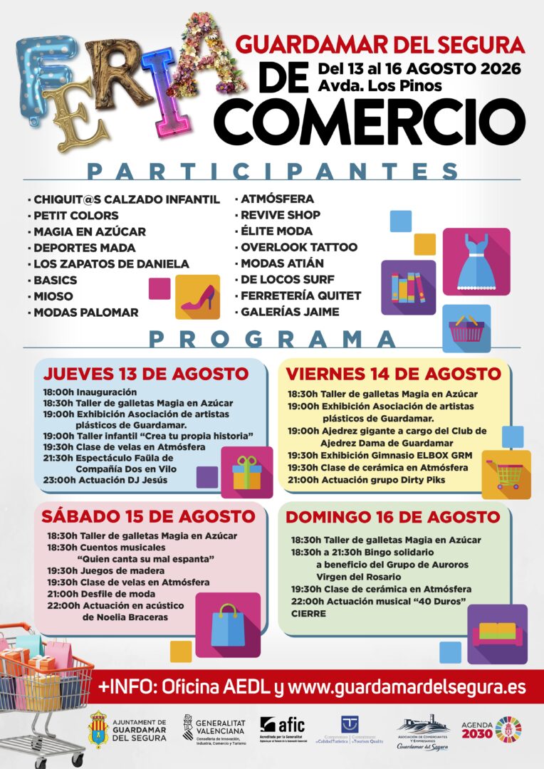 Guardamar del Segura, evento cultural: Actuación en acústico de la cantante guardamarenca Noelia Braceras en la Feria de comercio 2026, dentro de la agenda municipal de agosto del Ayuntamiento