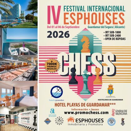 Guardamar del Segura, evento: IV Festival Internacional de Ajedrez 'Esphouses', con más de 100 participantes de varios países, dentro de la agenda municipal de septiembre del Ayuntamiento