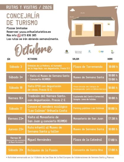 De la repostería barroca a la Sierra de Hurchillo: Turismo Orihuela estrena nuevas experiencias turísticas en septiembre y octubre