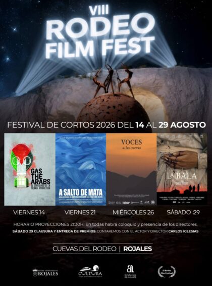 Rojales, evento cultural: Sesión de cine con el tercer día de proyecciones de cortos en el VIII 'Rodeo Film Fest', dentro de los actos de agosto de la Concejalía de Cultura