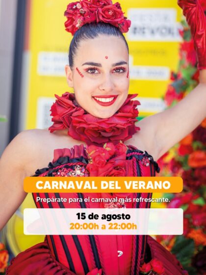 Orihuela Costa, evento: Fiesta de 'Carnaval de verano' con baile, música, diversión y sorteo de tarjeta regalo de 100 euros por ir disfrazado, dentro de los actos de agosto del Centro Comercial Zenia Boulevard