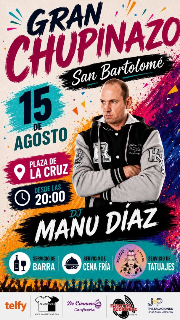 San Bartolomé de Orihuela, evento: Chupinazo con cena fría y sesión del dj Manu Díaz, dentro de los actos de las fiestas patronales de San Bartolomé organizados por la Comisión de Fiestas