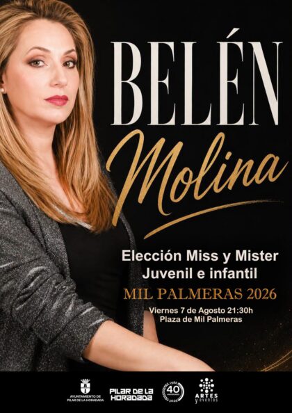 Mil Palmeras de Pilar de la Horadada, evento: Elección de Miss y Míster infantil y juvenil Mil Palmeras 2026, con música ambiental y karaoke, dentro de los actos de las fiestas de verano 2026 organizadas por la Concejalía de Fiestas