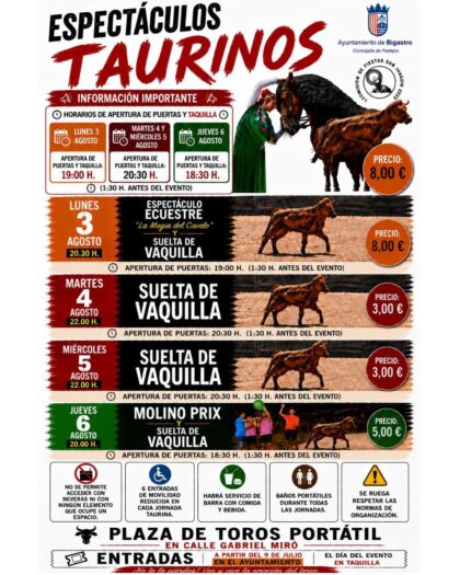 Bigastro, evento: Molino Prix con equipos para poner a prueba su habilidad, rapidez y sentido del humor y suelta de vaquilla, dentro de los actos de las fiestas patronales de San Joaquín 2026 organizados por el Ayuntamiento y la Comisión de Fiestas