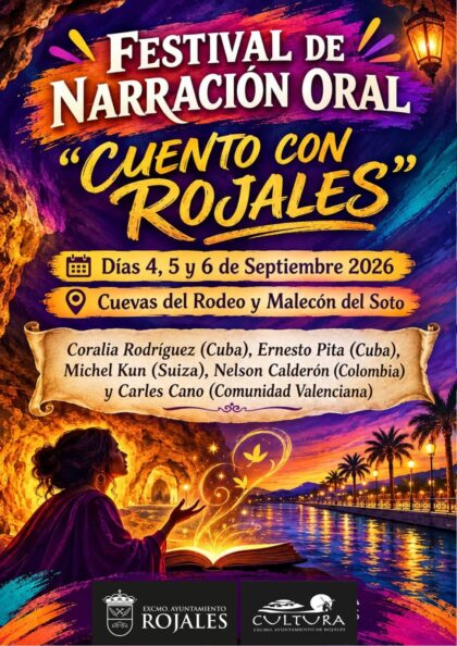 Rojales, evento cultural: Sesión infantil/familiar 'Afrohistorias' por la narradora Coralia Rodríguez y los invitados Michel Kun y Ernesto Pita en los actos del Festival de Narración Oral 'Cuento con Rojales', dentro de los actos de septiembre de la Concejalía de Cultura