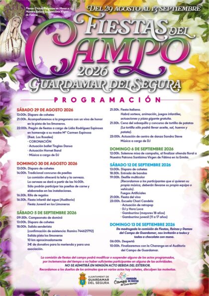 Campo de Guardamar del Segura, evento: Disparo de cohetes, dentro de las fiestas en honor a la patrona Virgen de Fátima