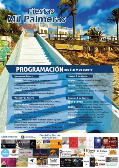 Mil Palmeras de Pilar de la Horadada, evento cultural: Actuación del grupo musical 'Jema', dentro de los actos de las fiestas de verano 2026 organizadas por la Concejalía de Fiestas