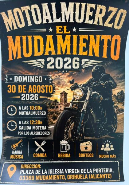 El Mudamiento de Orihuela, evento: Motoalmuerzo, dentro de los actos de las fiestas en honor a la Virgen de la Portería