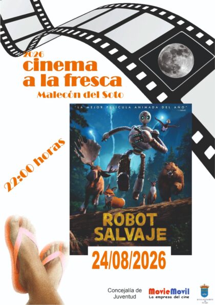 Rojales, evento cultural: Sesión de cine con la película estadounidense de dibujos animados 'Robot salvaje' (2024), dentro del ciclo de cine 'Cinema a la fresca 2026' organizado por la Concejalía de Juventud