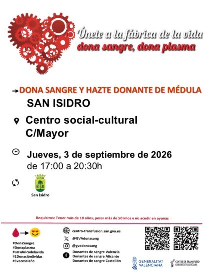 San Isidro, evento: Donación de sangre y para hacerse donante de médula, organizada por el Centro de Transfusiones de la Comunidad Valenciana