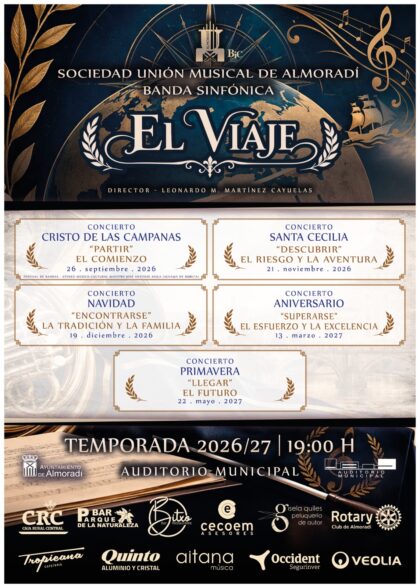 La Sociedad Unión Musical de Almoradí presenta su nueva temporada con cinco conciertos y su participación en el Certamen Internacional de Bandas de Música de Valencia