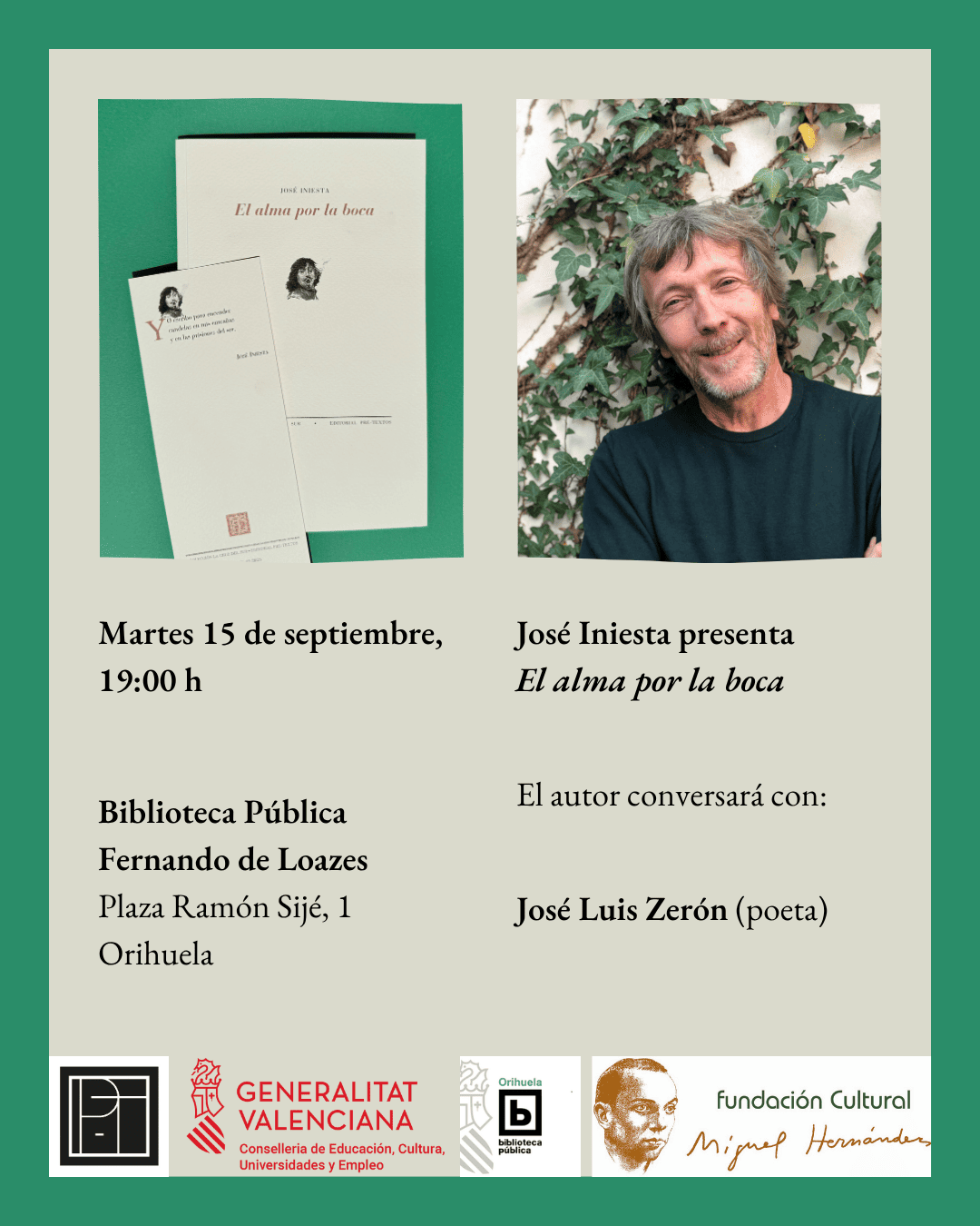 Presentación libro El alma por la boca Biblioteca Pública Fernando de Loazes Orihuela