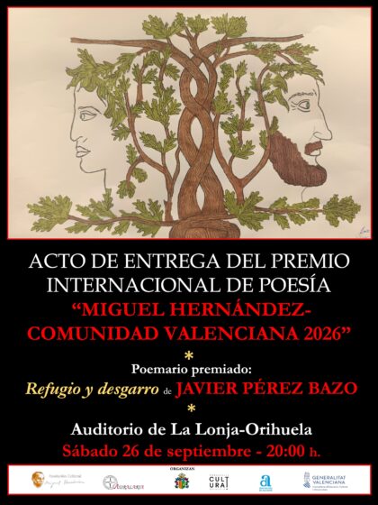 La Lonja acoge este sábado el acto de entrega del Premio Internacional de Poesía 'Miguel Hernández' 2026