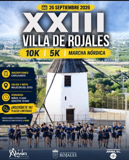 Rojales, evento: XXIII edición del 5k y 10 k 'Villa de Rojales' para adultos, dentro de las fiestas patronales de la Virgen del Rosario