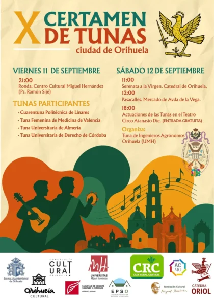 Orihuela, evento: Pasacalles del X Certamen de Tunas 'Ciudad de Orihuela', dentro de los actos de las fiestas patronales de la Virgen de Monserrate