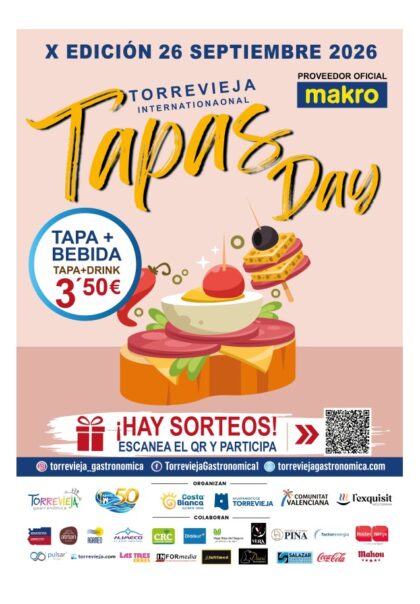 Torrevieja, evento: X International Tapas Day (Día Internacional de la Tapa) con premios, dentro de las actividades del Día Mundial del Turismo organizadas por la Concejalía de Turismo