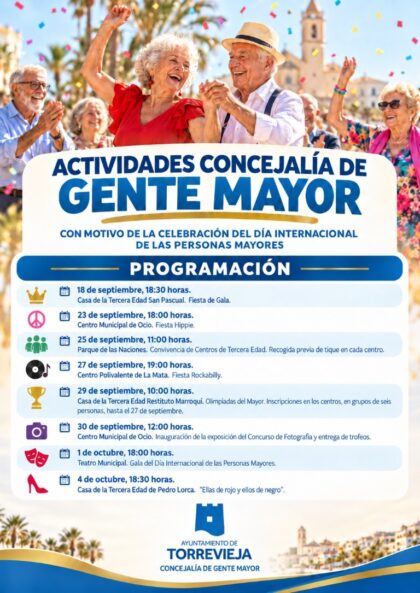 Torrevieja, evento: Fiesta de gala, dentro de las actividades del Día Internacional de las Personas Mayores organizadas por la Concejalía de Gente Mayor