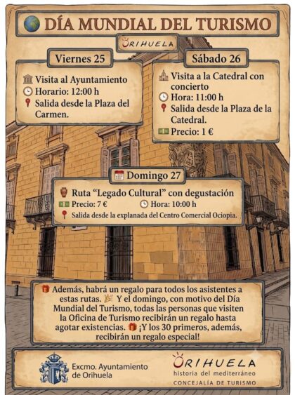 Orihuela, evento: Visita al Ayuntamiento, dentro de los actos del Día Mundial del Turismo organizados por la Concejalía de Turismo