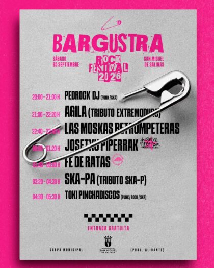 San Miguel de Salinas, evento cultural: Festival 'Bargustra Rock 2026' con actuaciones de artistas, dentro de los actos de las fiestas patronales en honor a San Miguel Arcángel