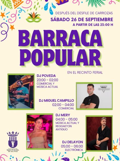 San Miguel de Salinas, evento cultural: Actuación de la Orquesta 'Etiqueta show', dentro de los actos de las fiestas patronales en honor a San Miguel Arcángel