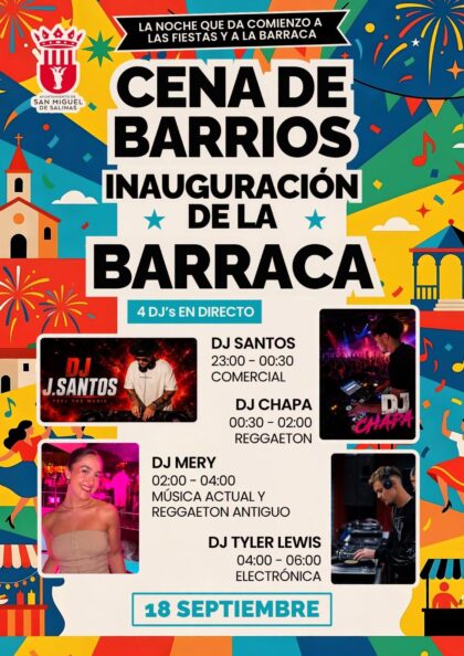 San Miguel de Salinas, evento: Sesión con música electrónica del dj Tyler Lewis, dentro de los actos de las fiestas patronales en honor a San Miguel Arcángel