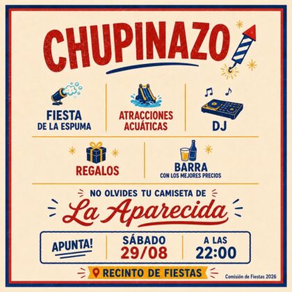 La Aparecida de Orihuela, evento: Gran chupinazo con dj, regalos, fiesta de la espuma y música, dentro de las fiestas patronales en honor a Nuestra Señora de Belén