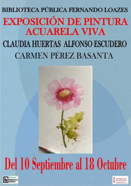 Orihuela, evento: Exposición de pintura de acuarela viva de los artistas Claudia Huertas, Alfonso Escudero y Carmen Pérez Basanta, dentro de los actos de la Biblioteca Pública y Archivo Histórico ‘Fernando de Loazes’