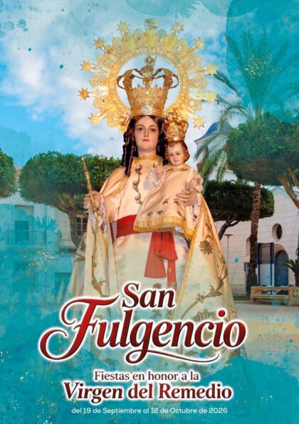 San Fulgencio, evento: Procesión con la imagen de la patrona y castillo de fuegos artificiales, dentro de los actos de las fiestas patronales de la Virgen del Remedio