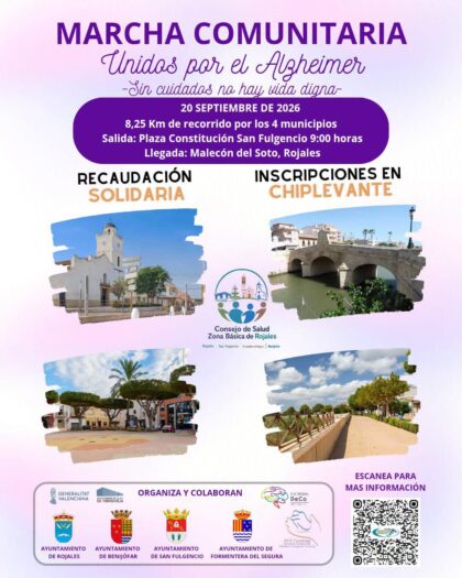 Rojales, Benijófar, San Fulgencio y Formentera del Segura, evento: Inscripción a la marcha comunitaria solidaria 'Unidos por el Alzheimer' de 8,25 kilómetros, promovida por el Consejo de Salud de la Zona Básica de Rojales