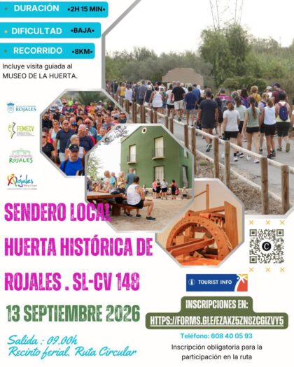 Rojales, evento: Inscripción para la ruta de senderismo 'Sendero local' por la huerta histórica, organizada por las concejalías de Turismo y Deportes del Ayuntamiento