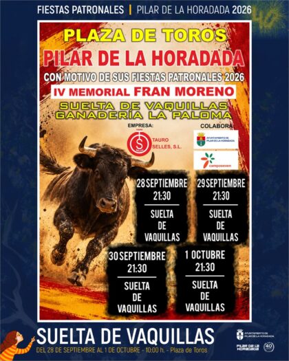 Pilar de la Horadada, evento: Suelta de vaquillas, dentro de los actos de las fiestas patronales de la Virgen del Pilar organizados por el Ayuntamiento