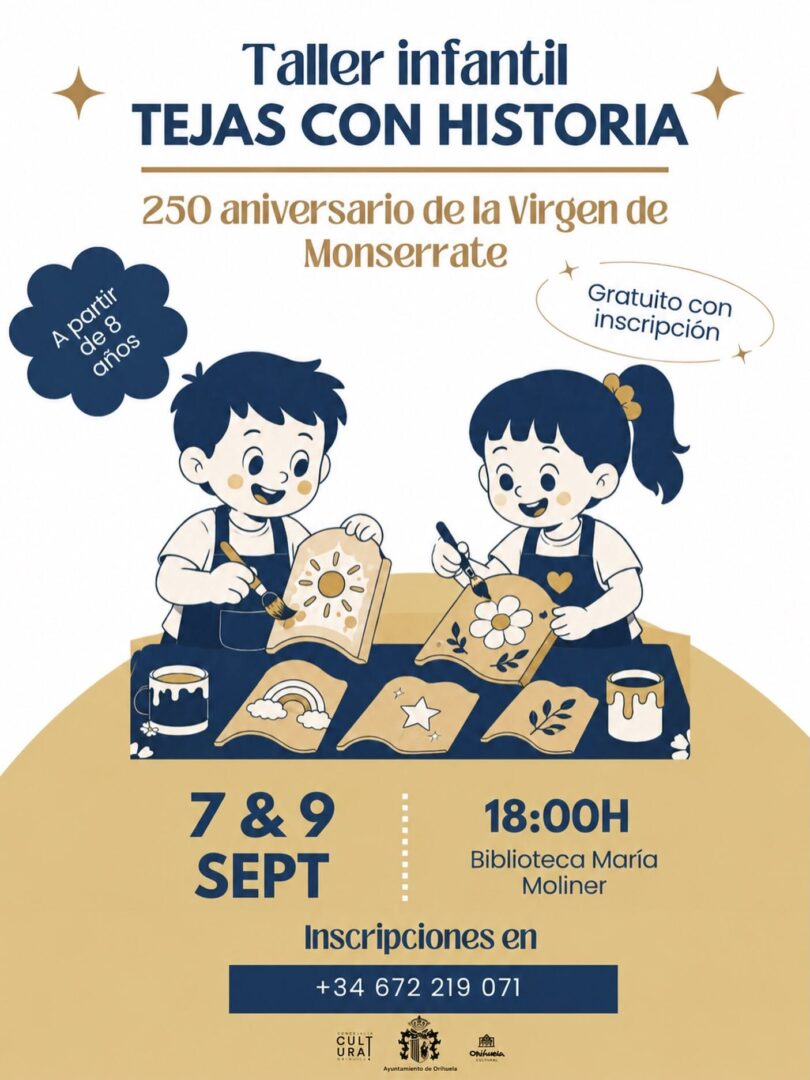 Orihuela, evento: Taller infantil ‘Tejas con historia. 250º aniversario de la Virgen de Monserrate’, dentro de los actos de las fiestas patronales de la Virgen de Monserrate