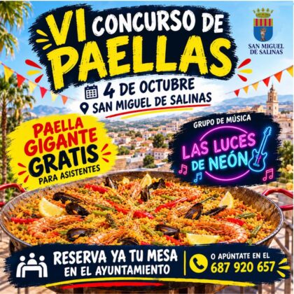 San Miguel de Salinas, evento: VI Concurso de paellas, dentro de los actos de las fiestas patronales en honor a San Miguel Arcángel