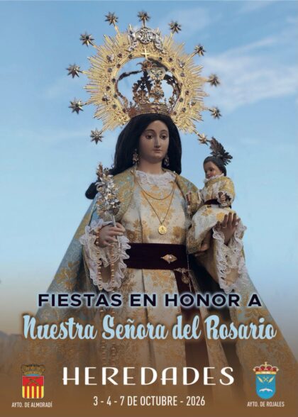 Heredades de Almoradí y Rojales, evento: Ofrenda floral con la imagen de la patrona y con la banda de música 'Santa Cecilia' de Rojales, dentro de las fiestas patronales en honor a la Virgen del Rosario